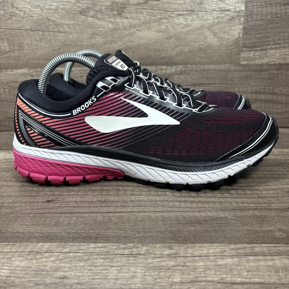 Brooks Ghost 10 Black Pink Womens US Size 10.5 1202461B067 Running Shoes
